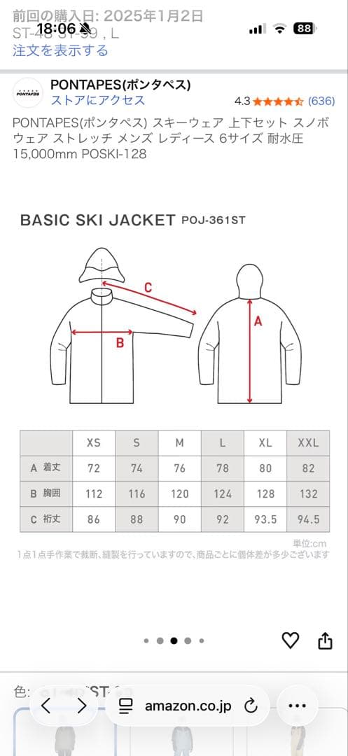 PONTAPES(ポンタぺス) スキーウェア 上下セット スノボウェア サイズL