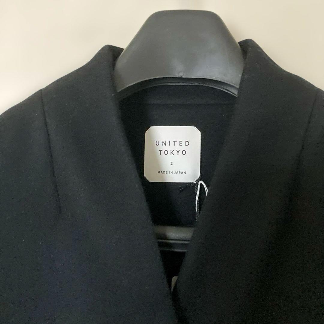 新品タグ付★UNITED TOKYO 黒ノーカラーコート　卒入園卒業式セレモニー