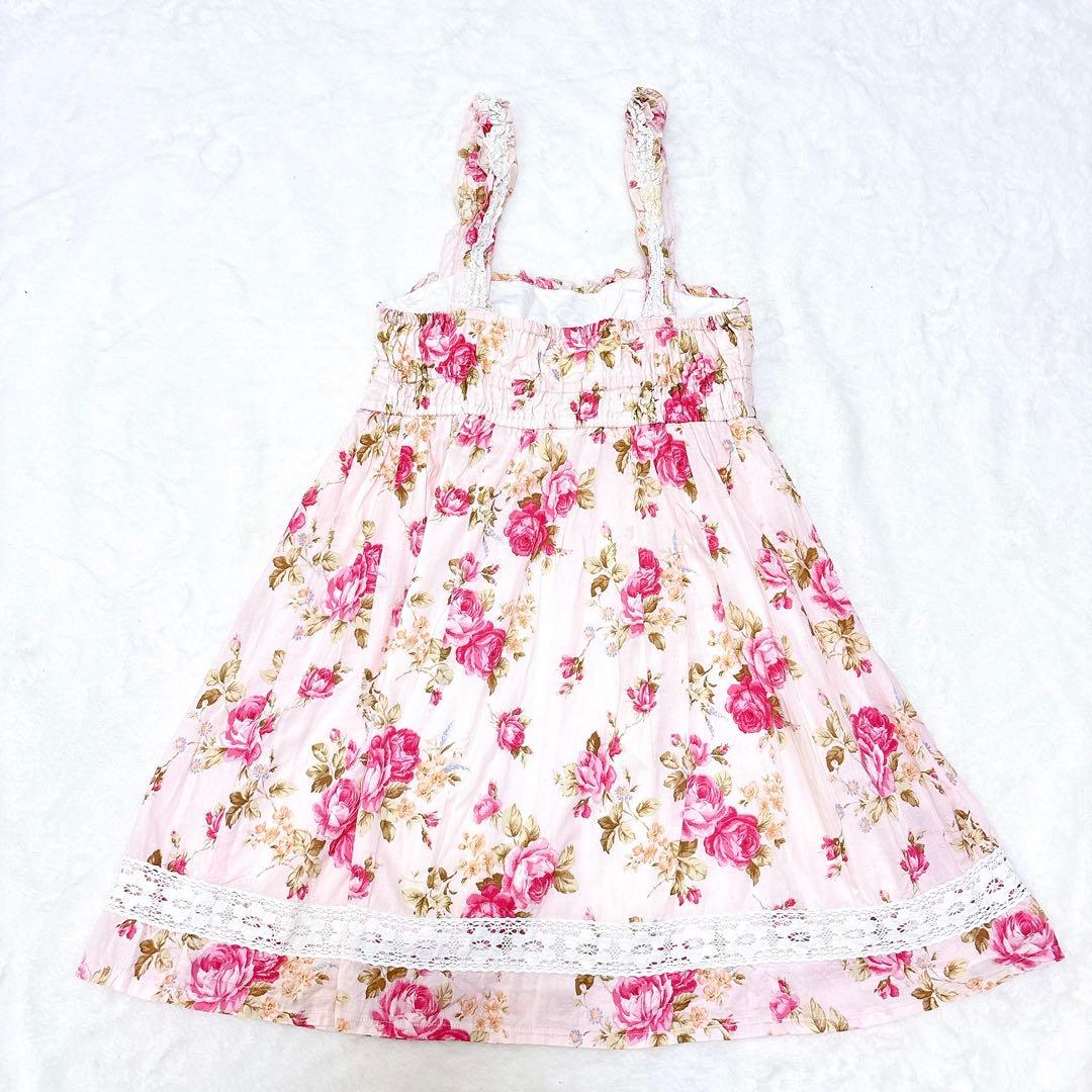 希少✨リズリサ　ワンピース　Aライン　ビッグリボン　レース　花柄　平成　y2k