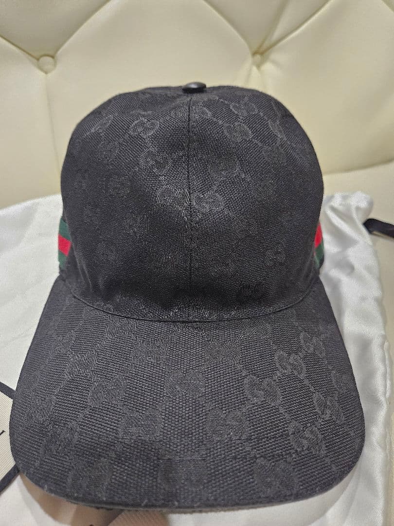 GUCCI ブラック GGパターン キャップ　グッチ