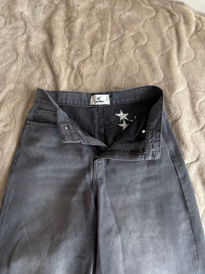 SCUFFERS 34 グレー ワイドレッグデニム