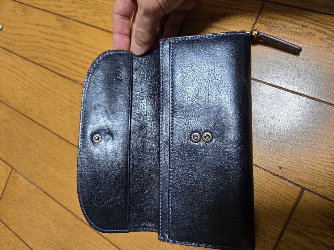 「クーピーさま専用」お値下げ　Dakotaレザー長財布 紺 ラウンドファスナー
