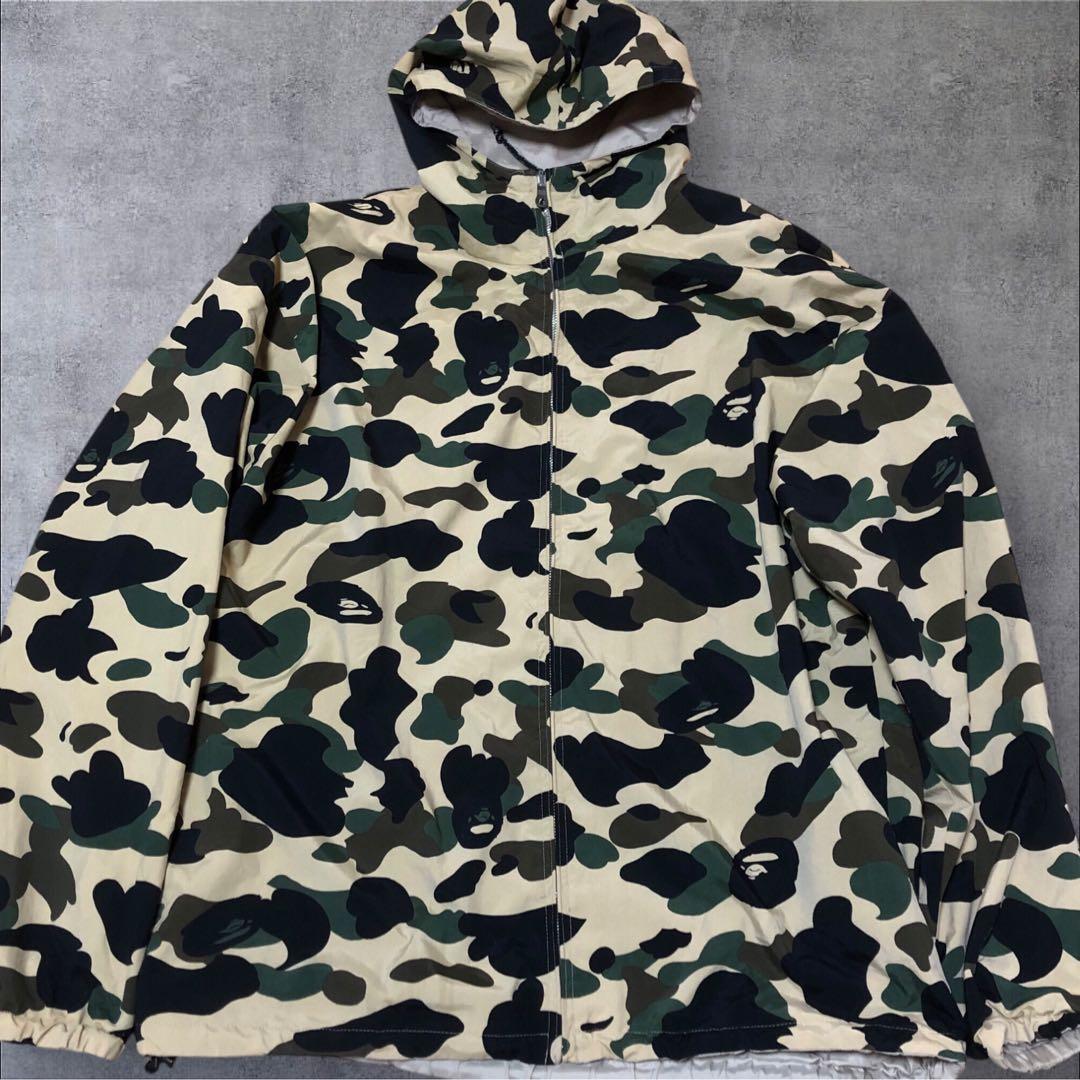 A BATHING APE カモ柄 ナイロンジャケット ジップパーカー　Lサイズ