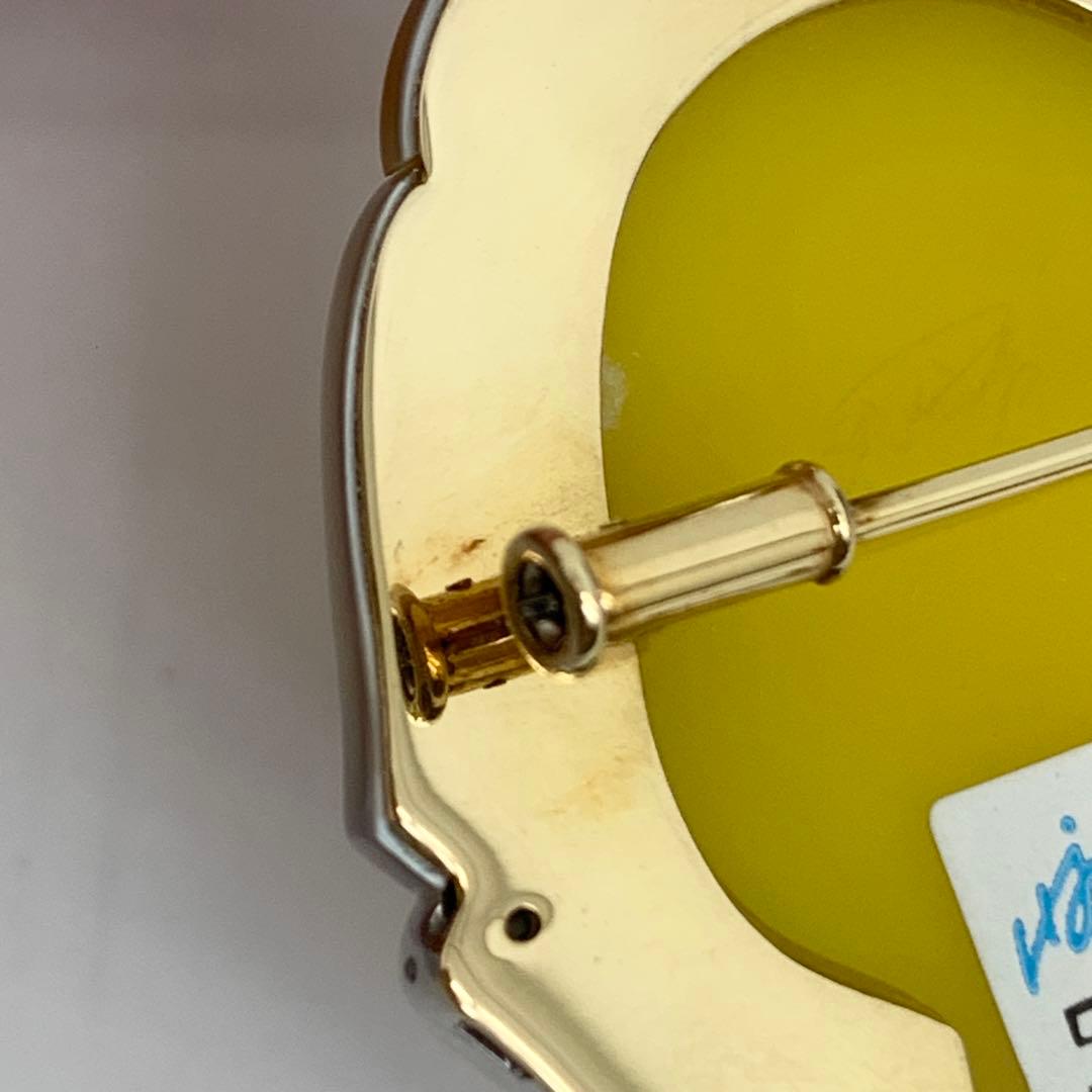 エルヴィンポーリー K18 Pt900 カメオ ブローチ ダイヤ シェル メノウ