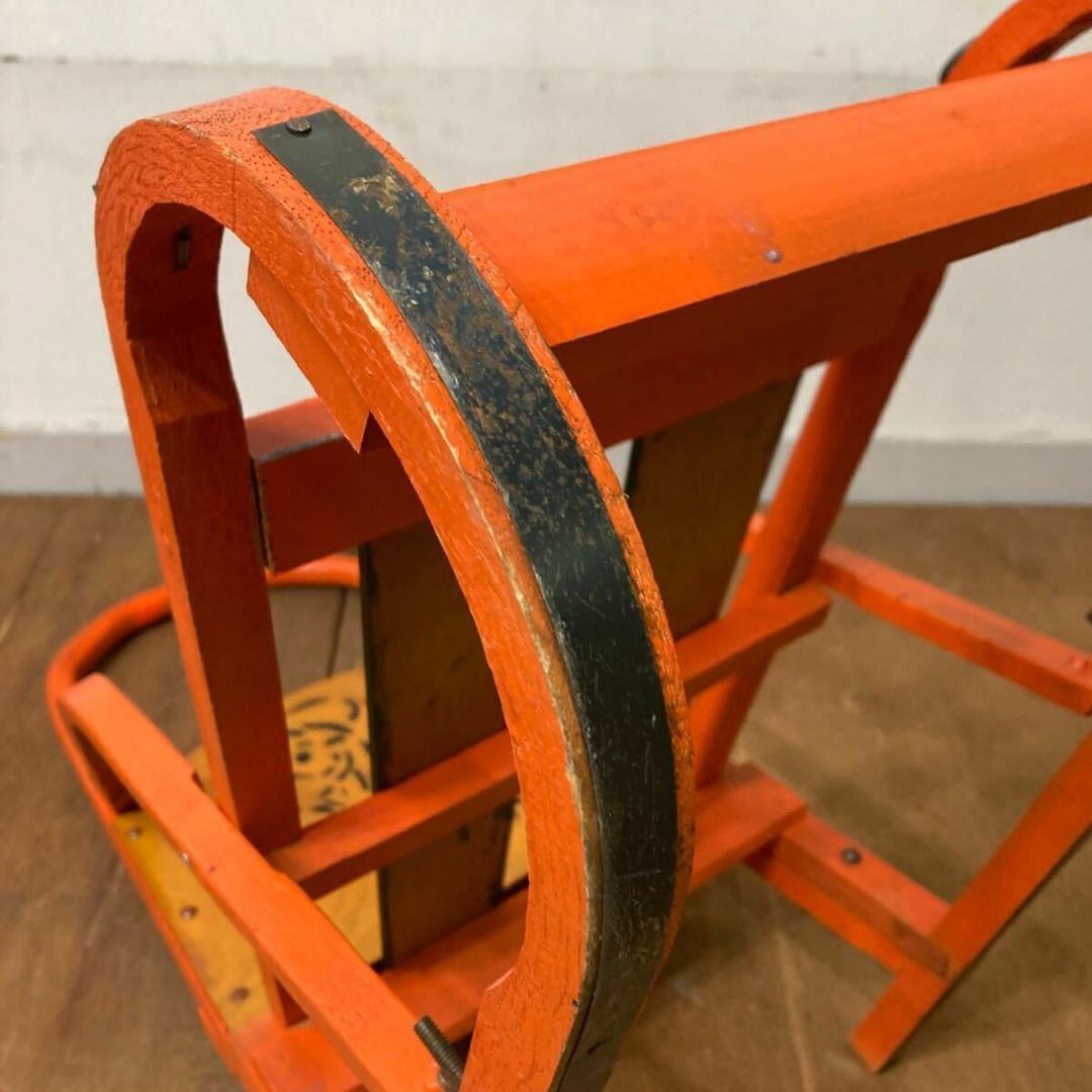 木製 手押し そり 昭和レトロ オレンジ8 曲げ木 犬ぞり 犬そり ガーデニング
