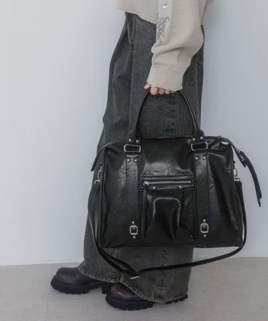 JEANASIS 2way アンティークフェイクレザーボストンバッグ