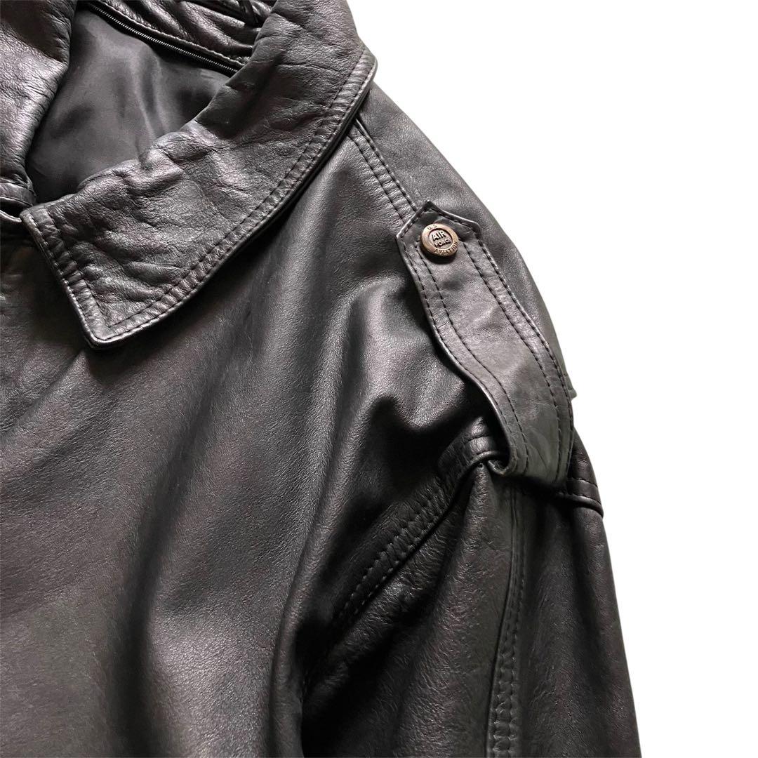 希少 80's イタリア製 A2type 本革レザー フライトJKT 黒 XL