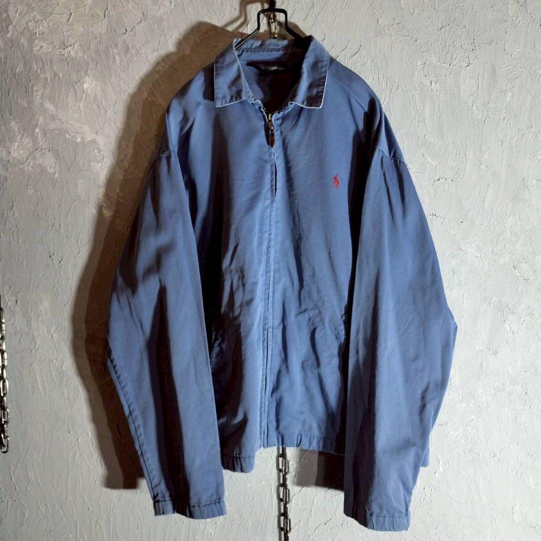 ポロラルフローレン　スイングトップ　ハリントンジャケット　ブルゾン　青　80s〜