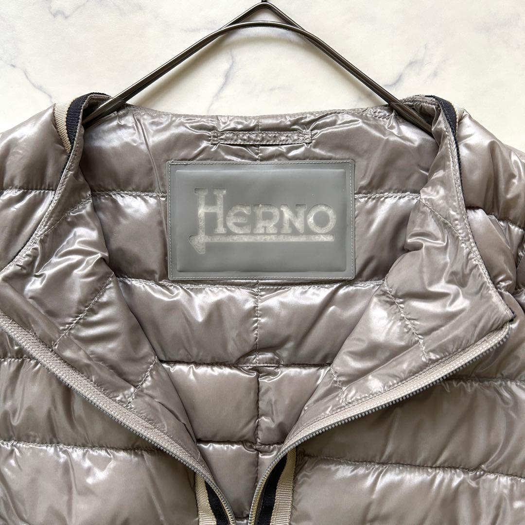 chauru♡ ヘルノ ノーカラーダウンジャケット トリミング