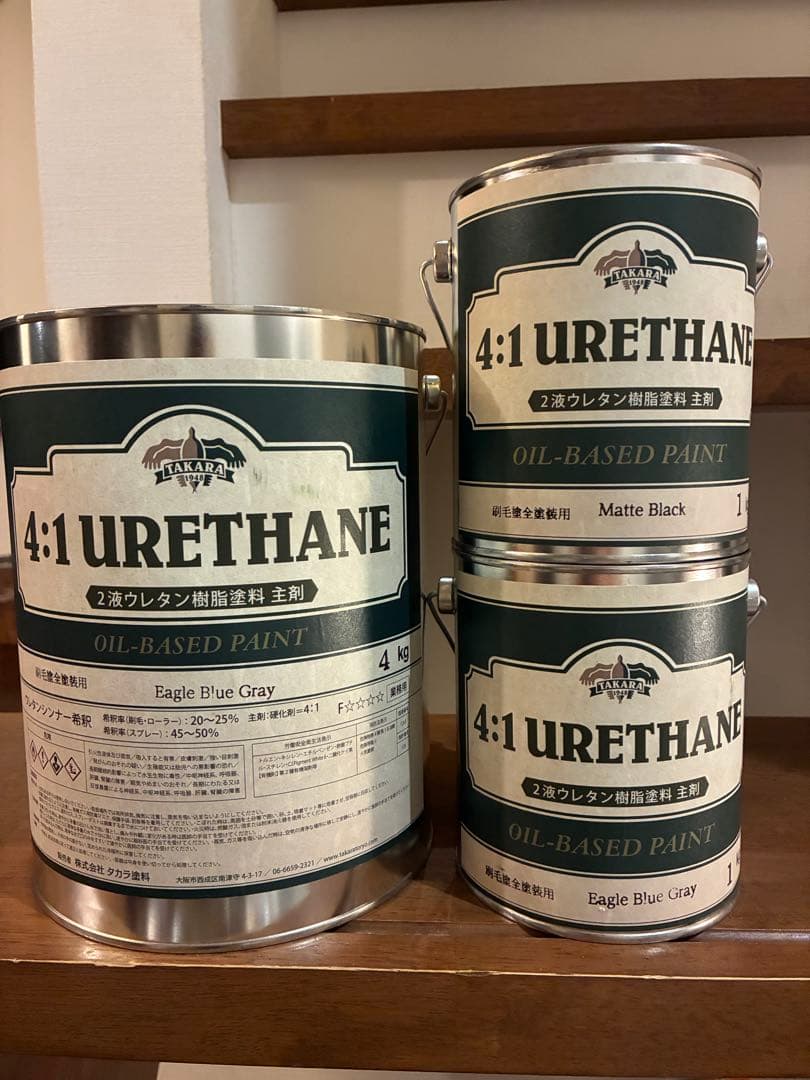ウレタン塗料セット イーグルブルーグレー マットブラック　タカラ塗料