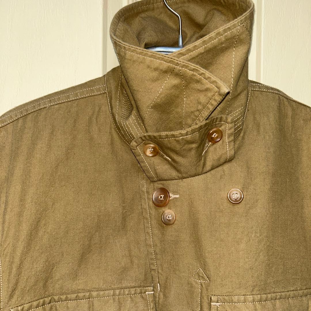 45R . 2way ミリタリーロングコート フリーサイズ　カーキ色