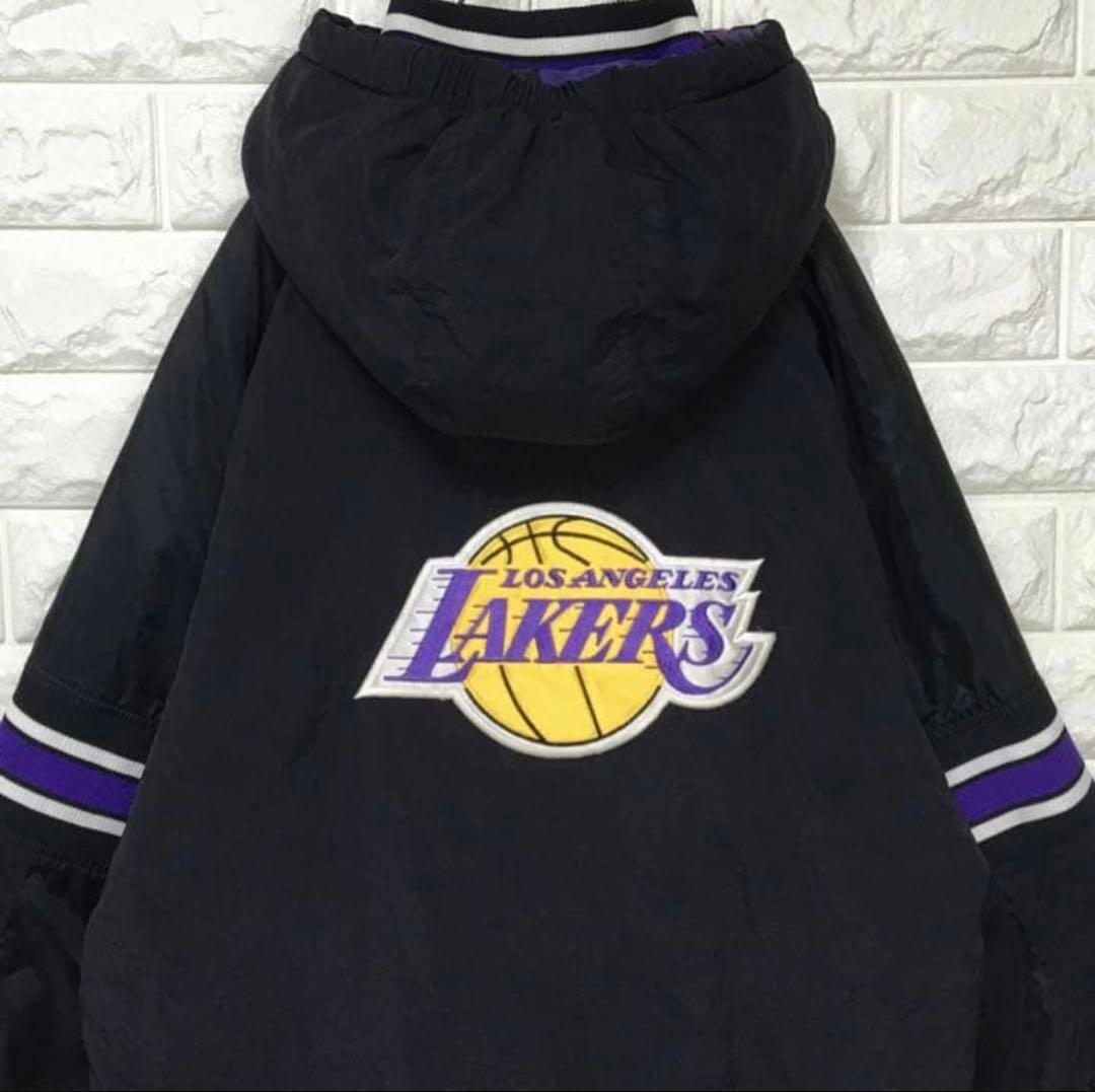 【NBA】90s レイカーズ 中綿 ハーフジップ ナイロンジャケット アノラック