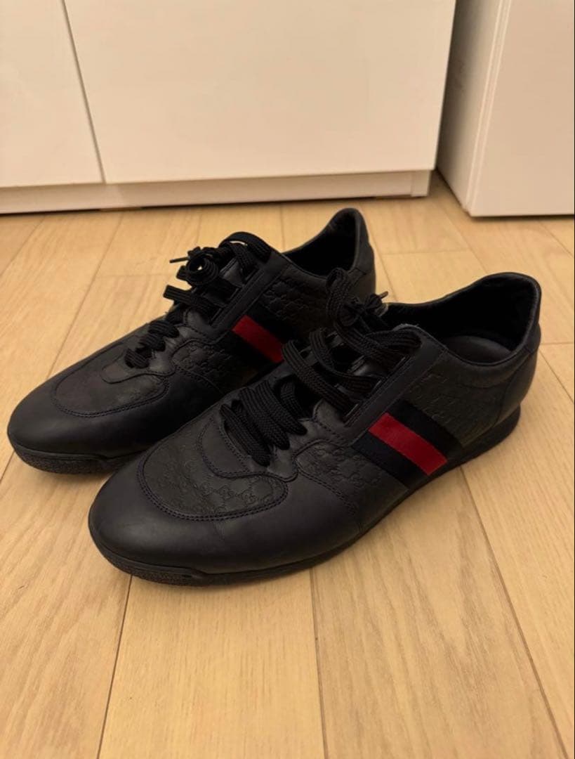 GUCCI ローカットスニーカー/233334/ネイビー/レザー