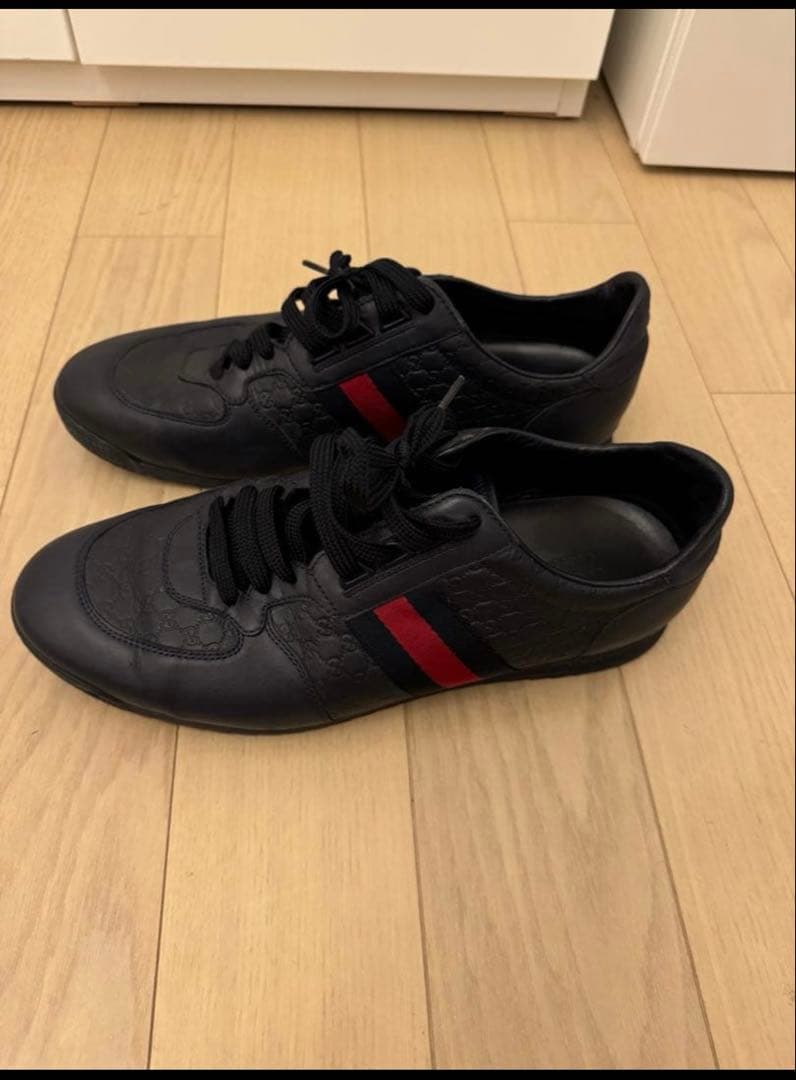 GUCCI ローカットスニーカー/233334/ネイビー/レザー