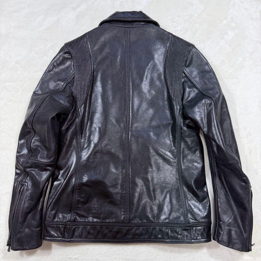キャサリンハムネットロンドン 牛革 カウレザー シングルライダースジャケット M