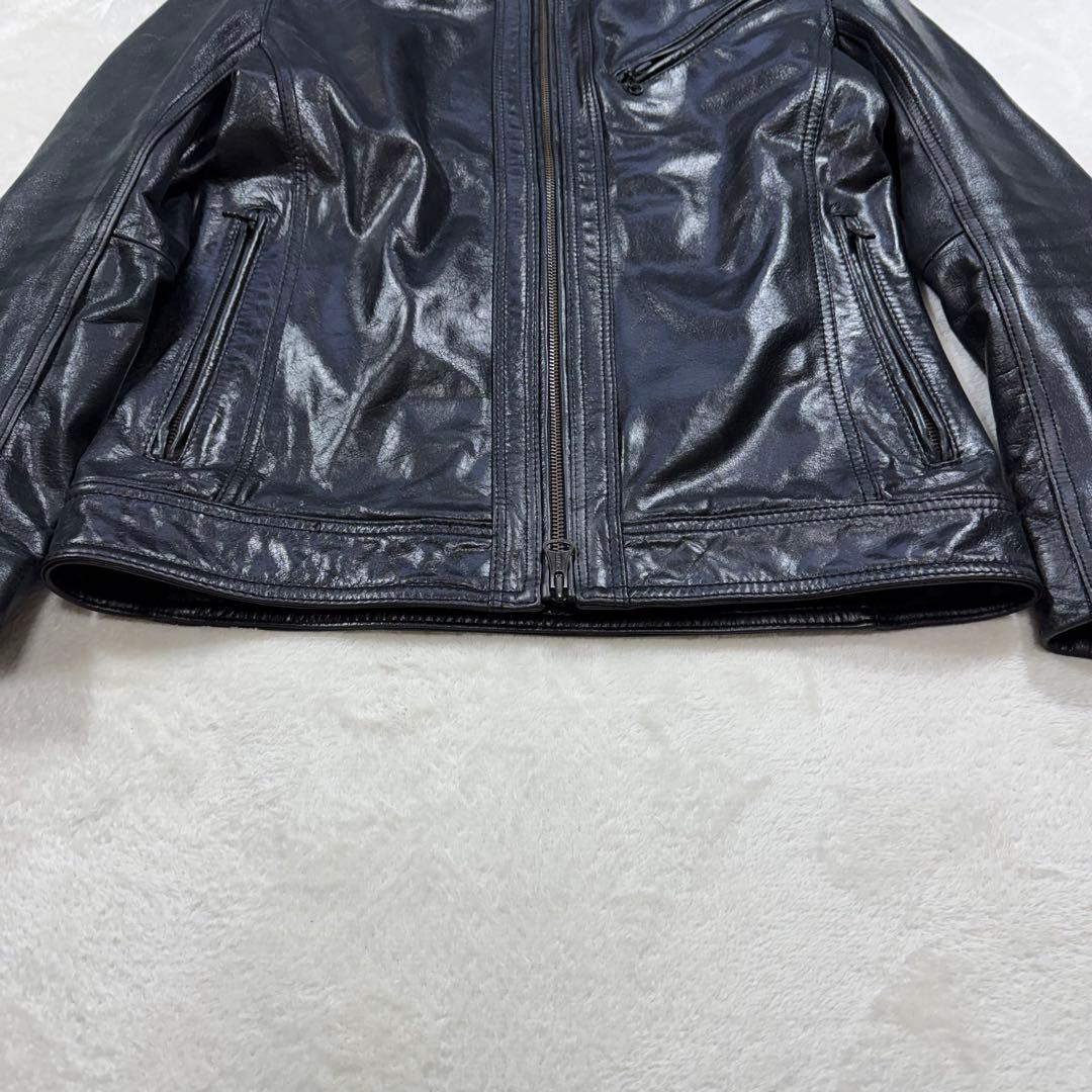 キャサリンハムネットロンドン 牛革 カウレザー シングルライダースジャケット M