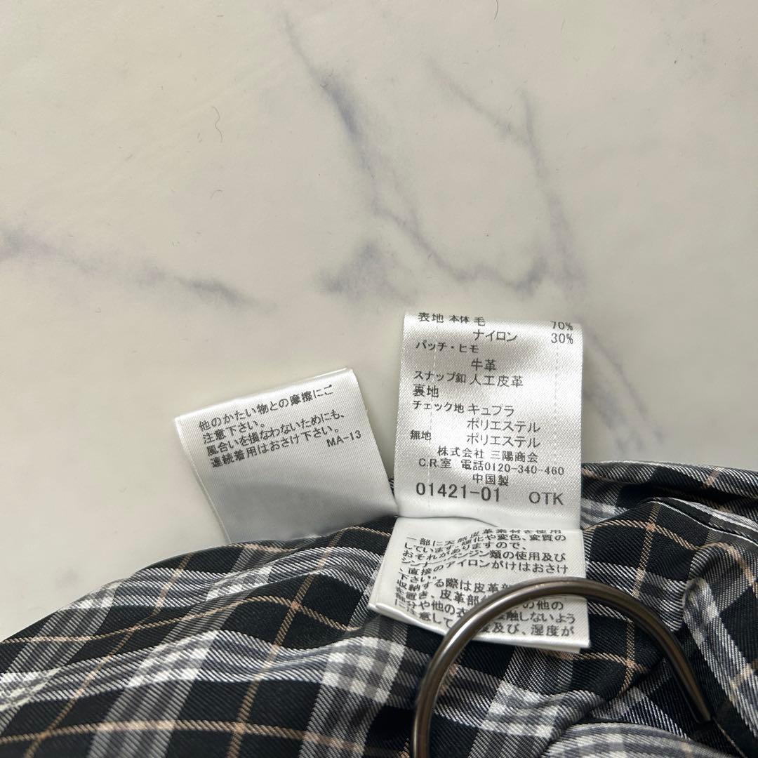 バーバリーブルーレーベル ダッフルコート フード ノバチェック レザー 38