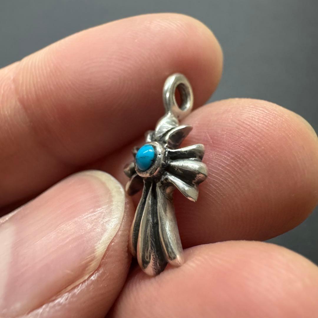 【silver925 ターコイズ】タイニークロスペンダントトップ