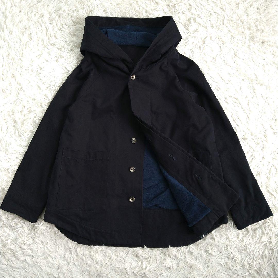 美品★パラスパレス コットン 比翼 フーディコート 濃紺 FREE