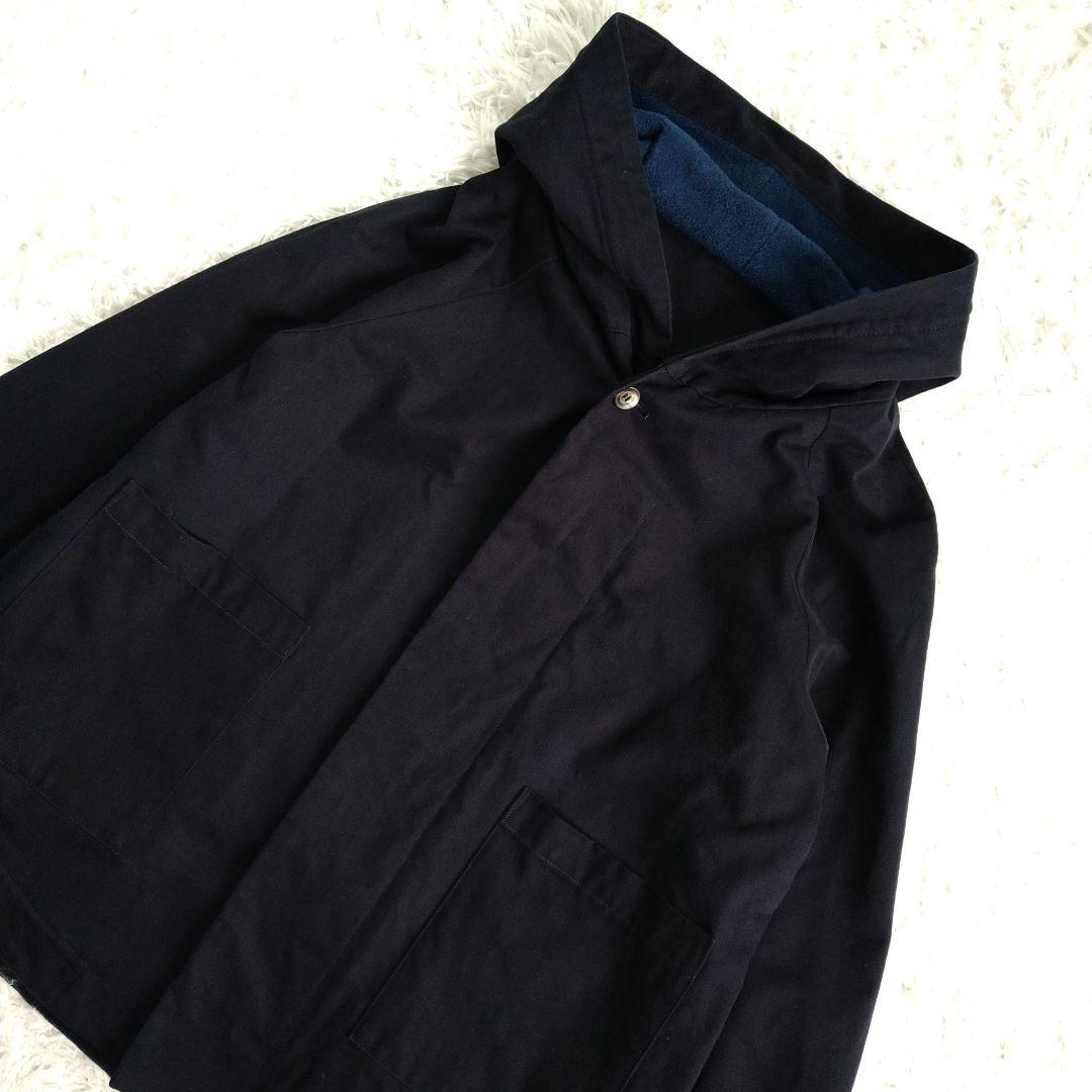 美品★パラスパレス コットン 比翼 フーディコート 濃紺 FREE