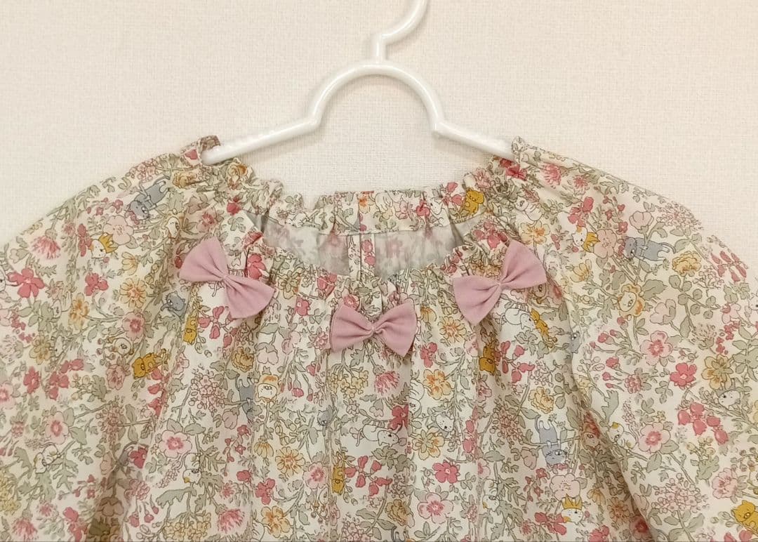 スモック140㎝4枚セット:ミルクラテチェリー、ピンクプチクローバー、花とネコ