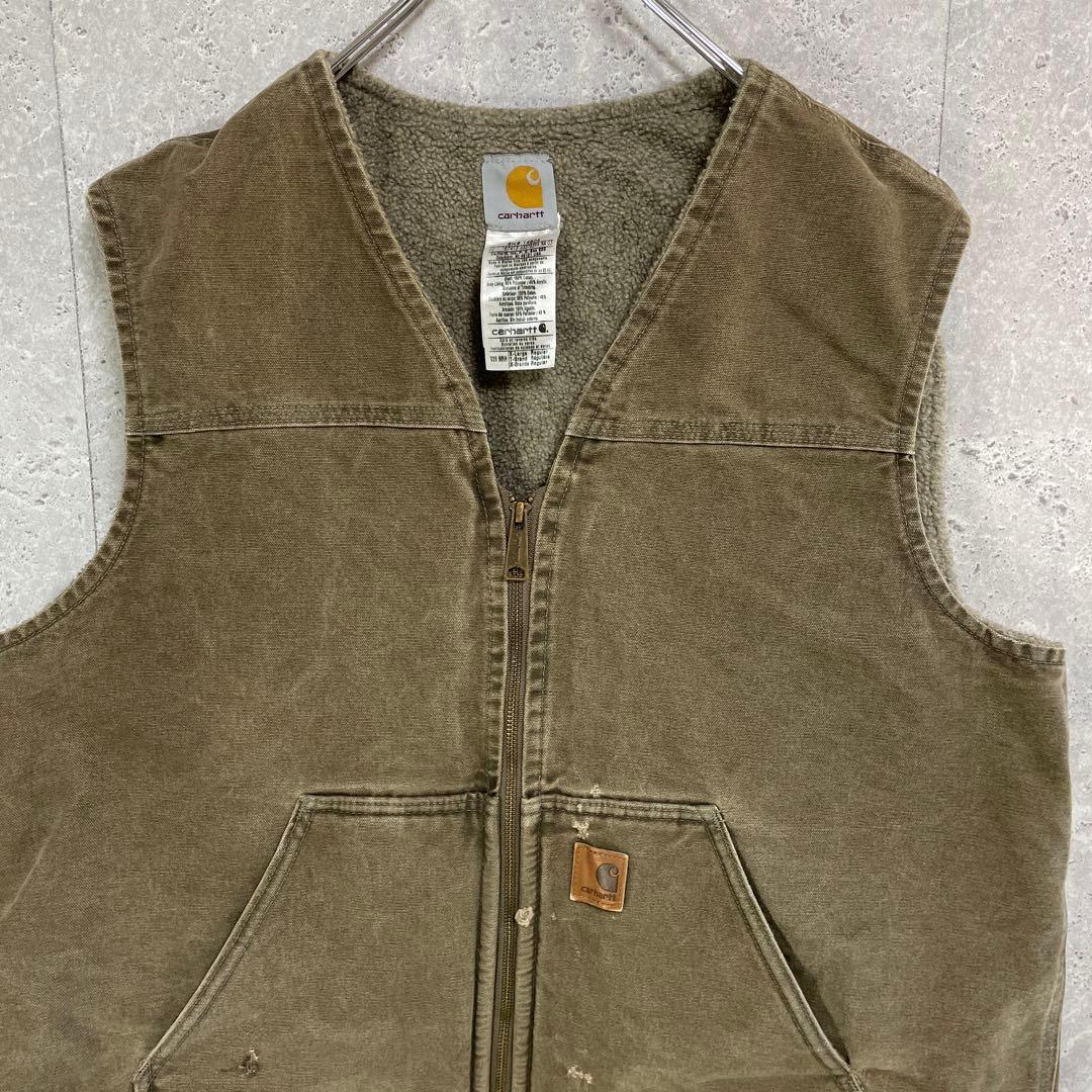カーハート　ダックベスト　ブラウン系　ビックサイズ　裏ボア　XL