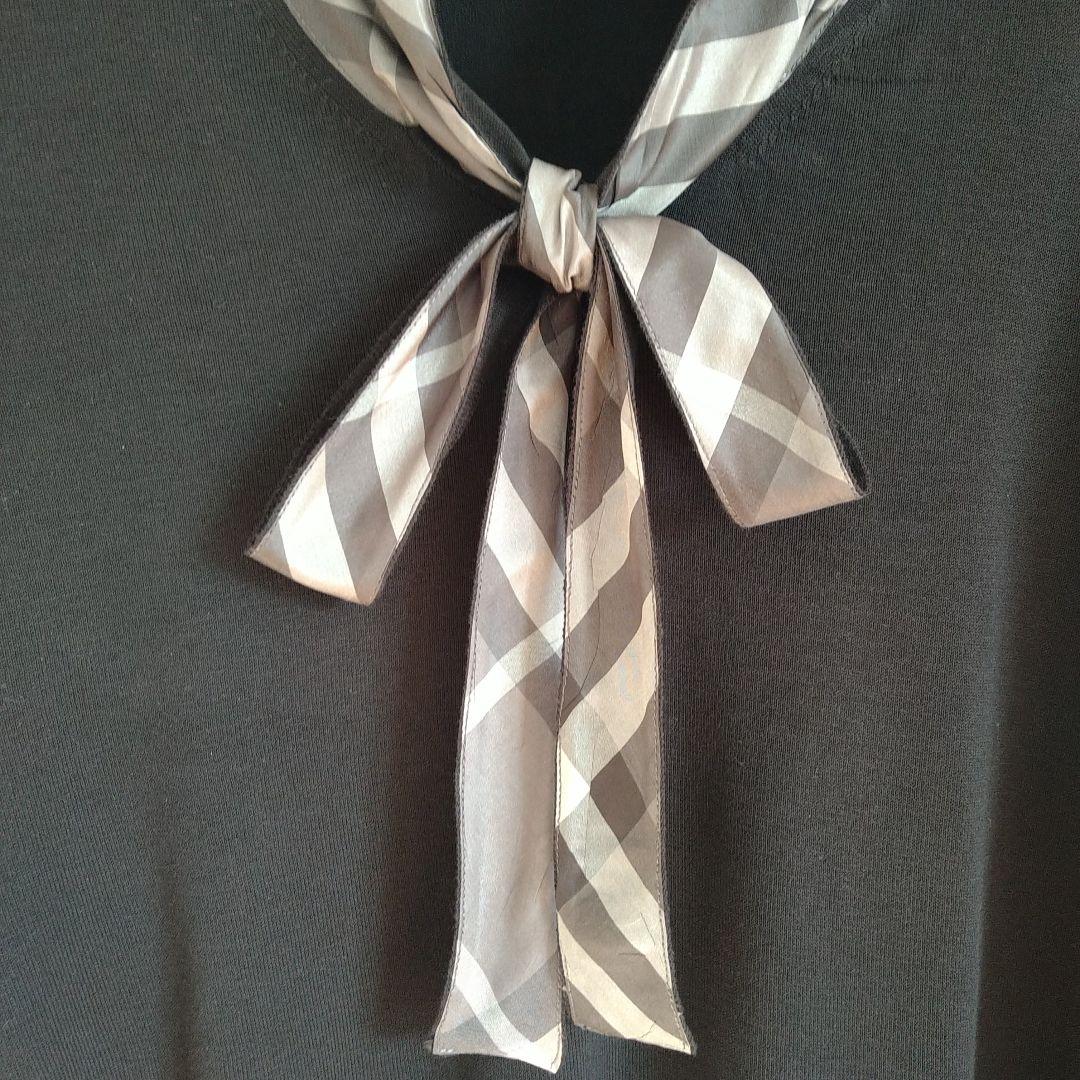 バーバリーロンドン　シルクコットン長袖ニット　ボウタイリボン　サイズ5