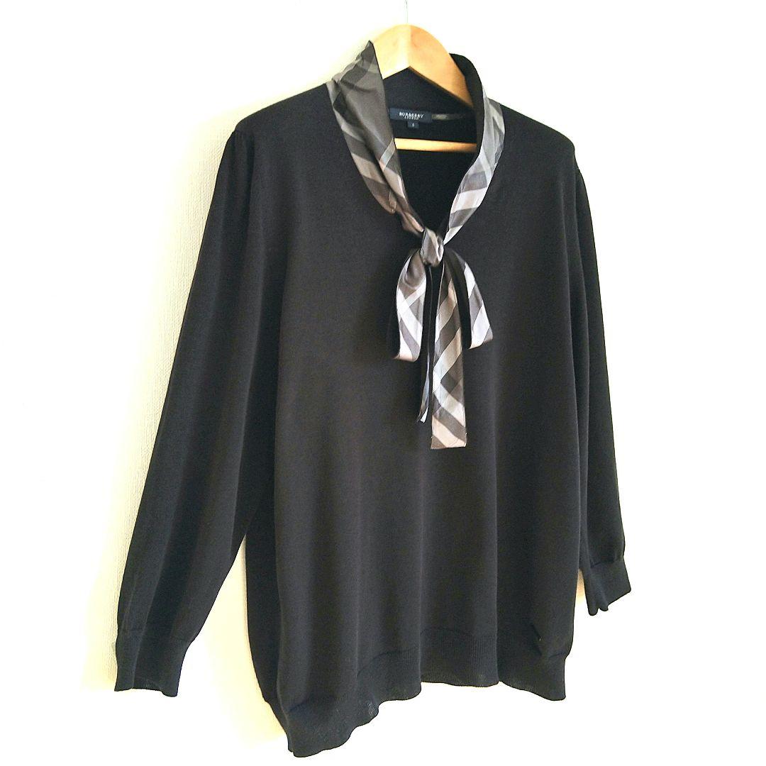 バーバリーロンドン　シルクコットン長袖ニット　ボウタイリボン　サイズ5