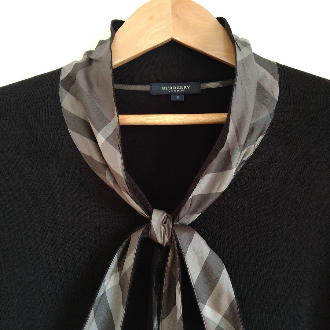バーバリーロンドン　シルクコットン長袖ニット　ボウタイリボン　サイズ5