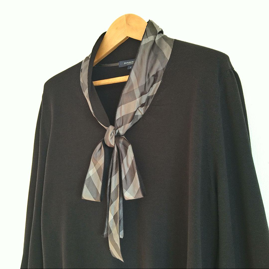 バーバリーロンドン　シルクコットン長袖ニット　ボウタイリボン　サイズ5