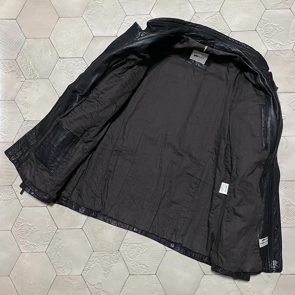 定価10万円 イタリア製 ガス【GAS】羊革 モーターサイクルジャケット L 黒