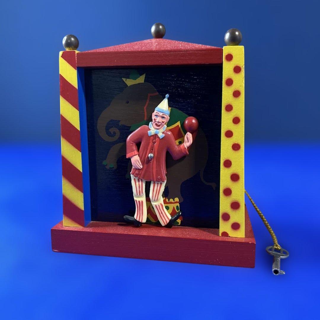 【アンティーク】REUGE スイス製 からくり ピエロ オルゴール　カギ付