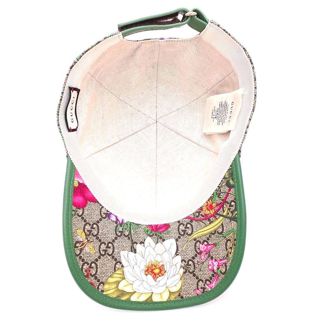 ✨️極美品✨️GUCCI グッチ フローラル レザー キャップ 帽子 GG S