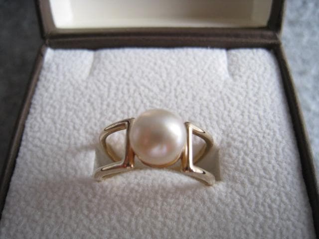☆素敵！天然あこや真珠7.0mm k10金イエローゴールド指輪リング新品！