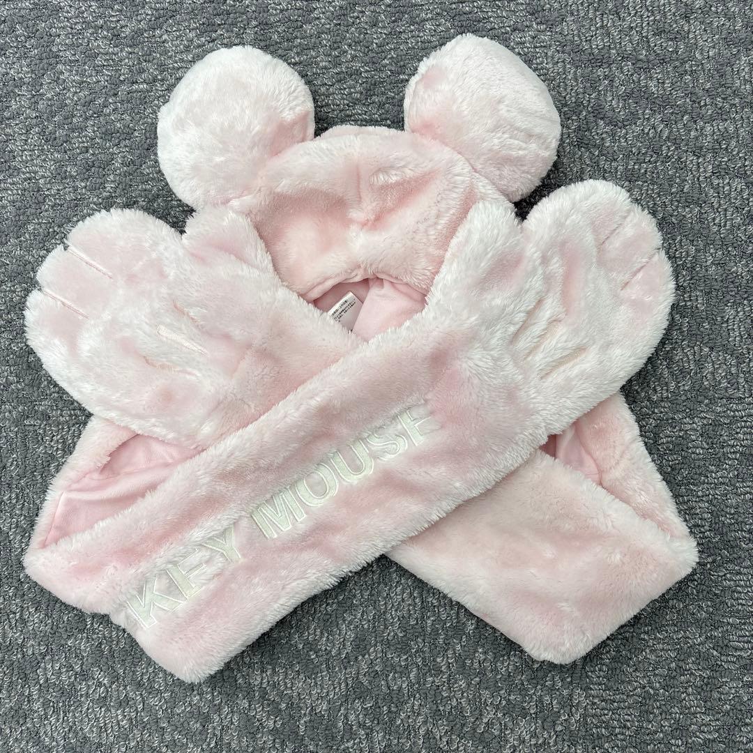 ディズニー マフラーキャップ ファンキャップ ミッキー ピンク1