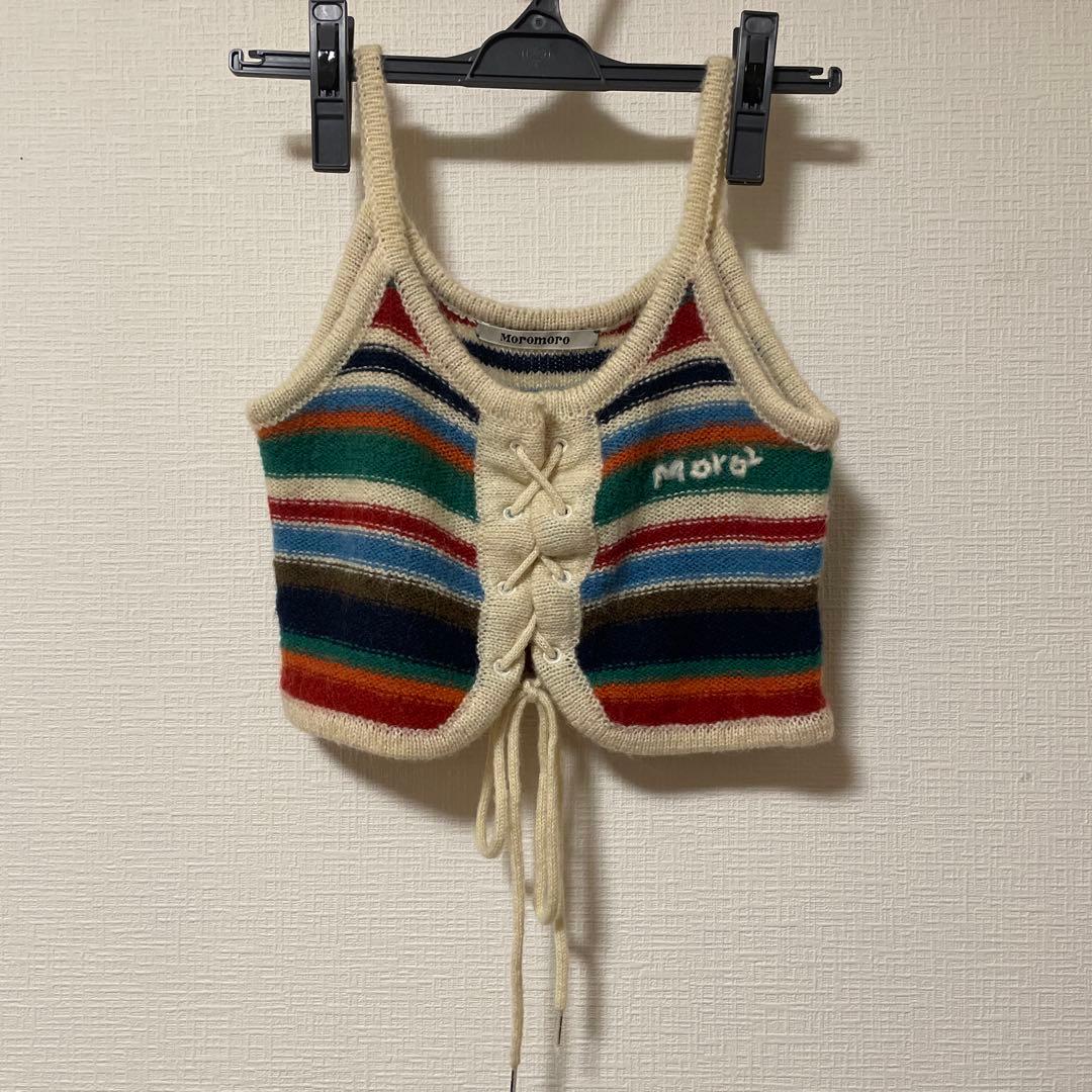 Moromoro2 ニット color knited string vest