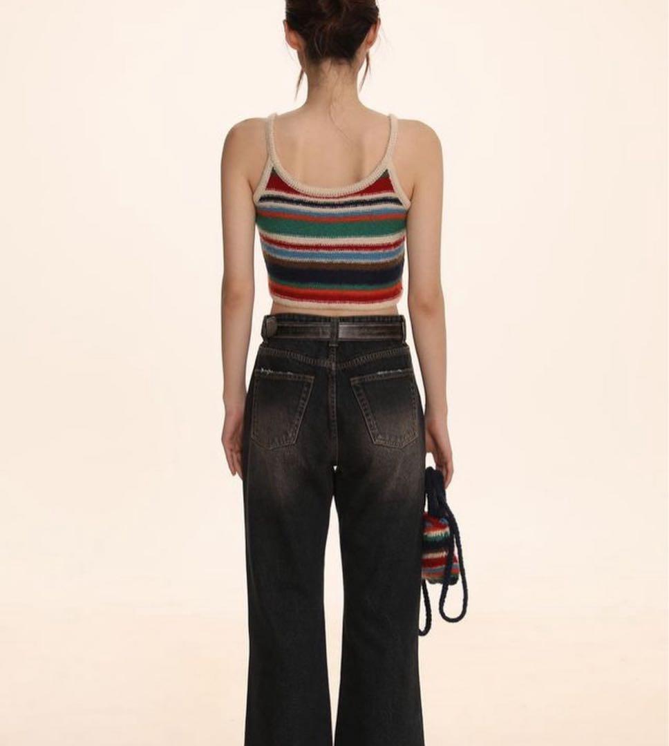 Moromoro2 ニット color knited string vest