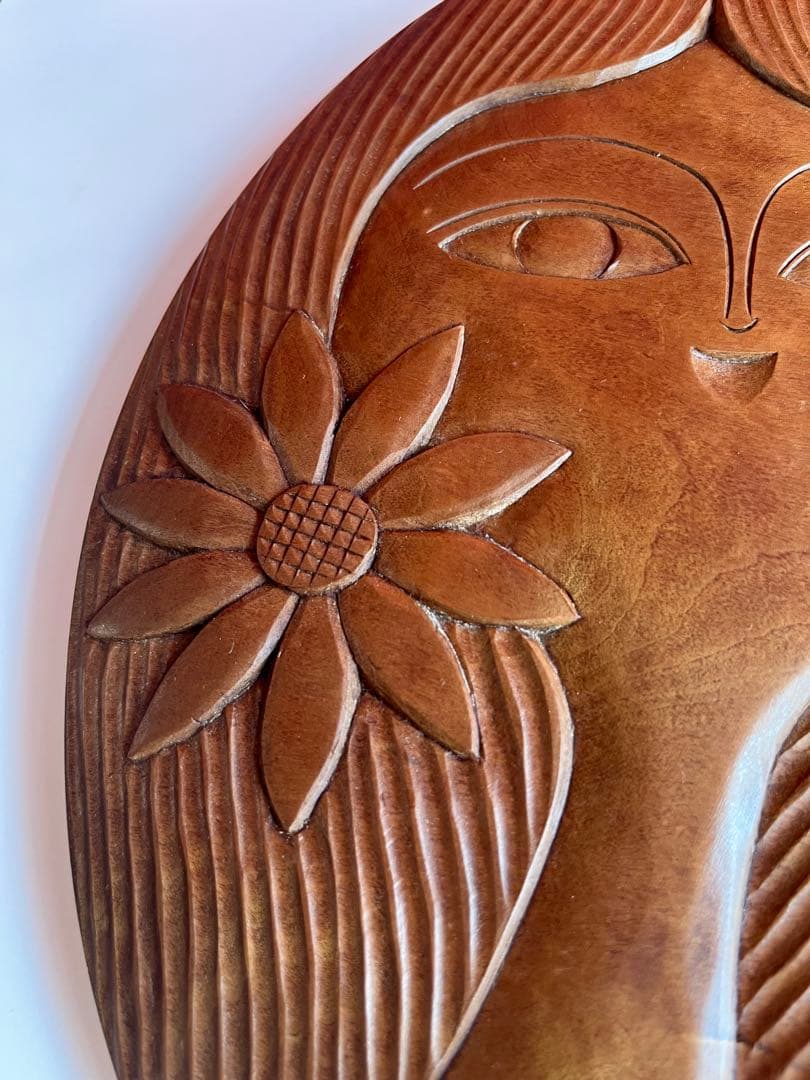 日光彫 アートパネル　迎清臣　民芸　工芸　昭和レトロ　迎刀　ジャパニーズモダン