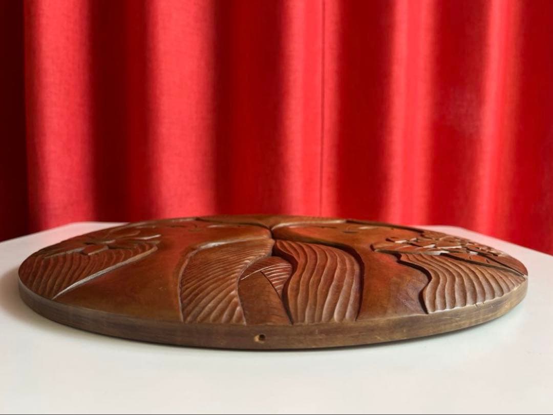 日光彫 アートパネル　迎清臣　民芸　工芸　昭和レトロ　迎刀　ジャパニーズモダン