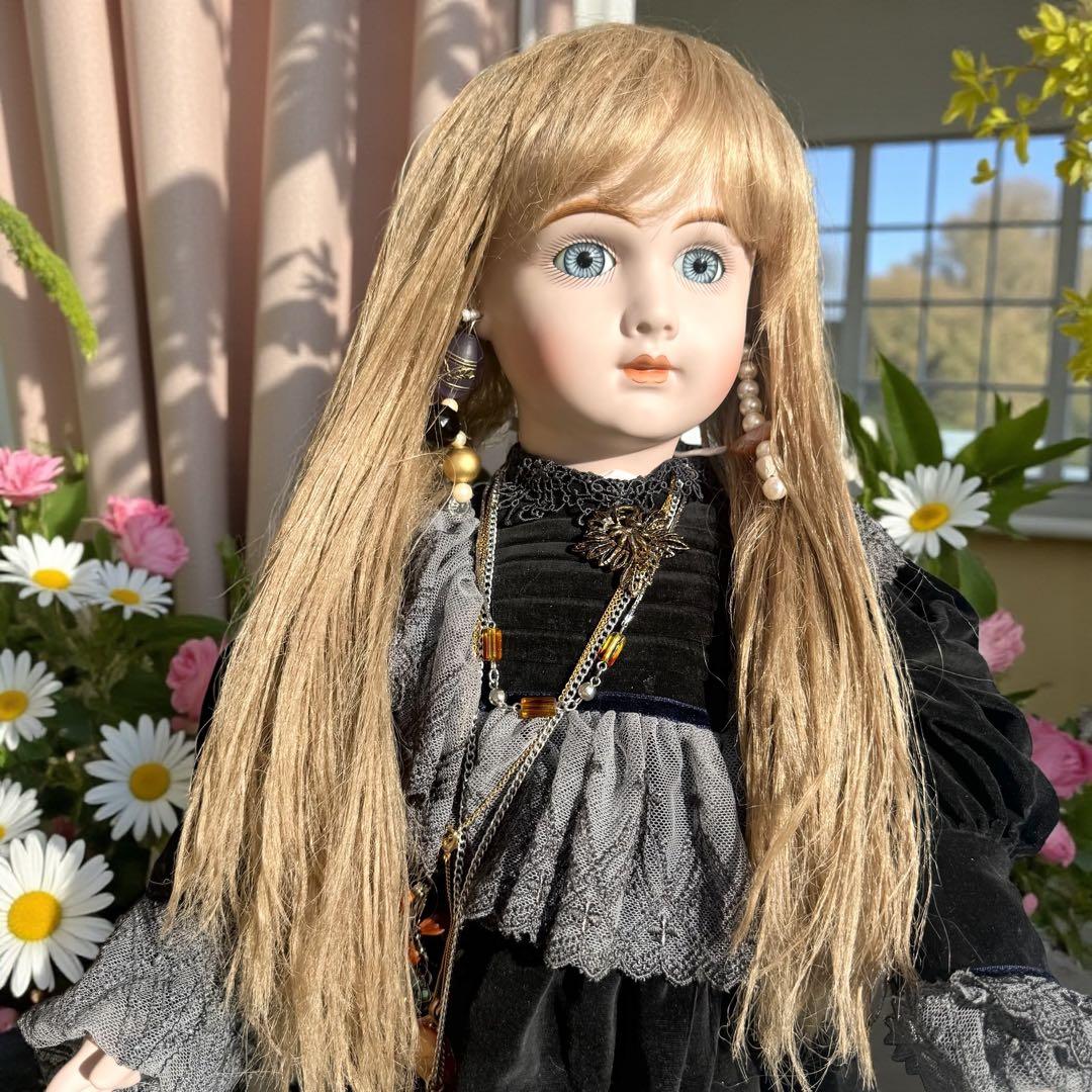 ビスクドール アーテー AT リプロ ブラック ベルベット ロングドレス ボネ