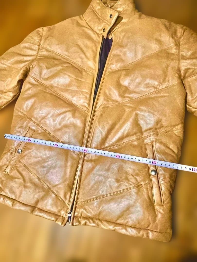 大幅値下　試着のみ　新品同様　羊レザーダウンジャケット Lサイズ　リブ袖