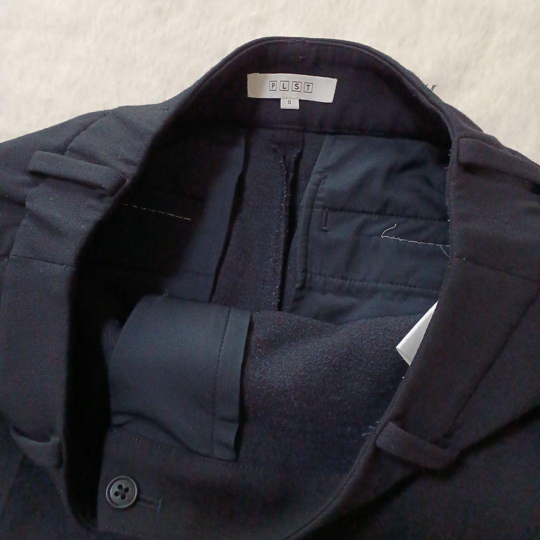 洗える！PLST プラステ ノーカラージャケット パンツ 　ネイビー