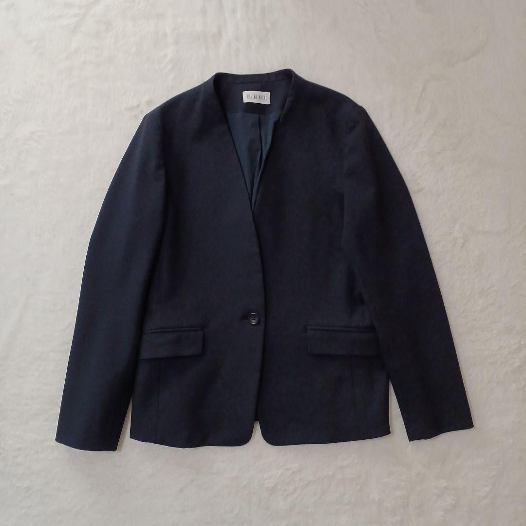 洗える！PLST プラステ ノーカラージャケット パンツ 　ネイビー