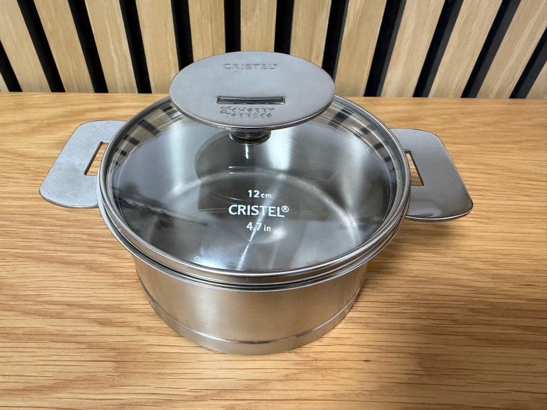 CRISTEL L 深鍋　12cm ドームガラス蓋付き