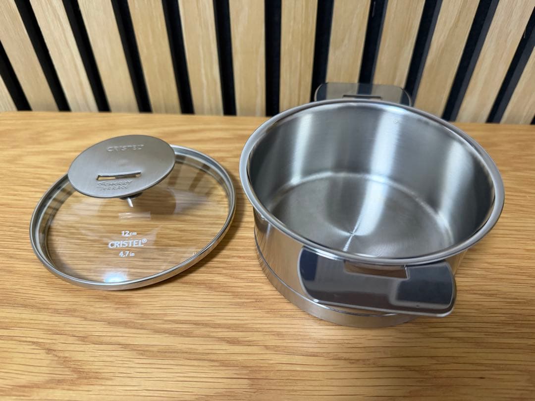 CRISTEL L 深鍋　12cm ドームガラス蓋付き