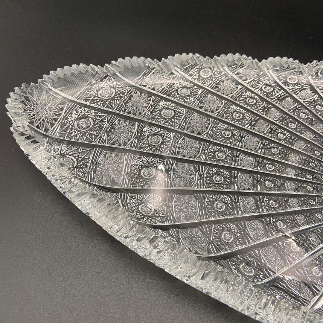 ボヘミアガラス クリスタル ラスカ 楕円 オーバル 大皿 54cm 箱あり