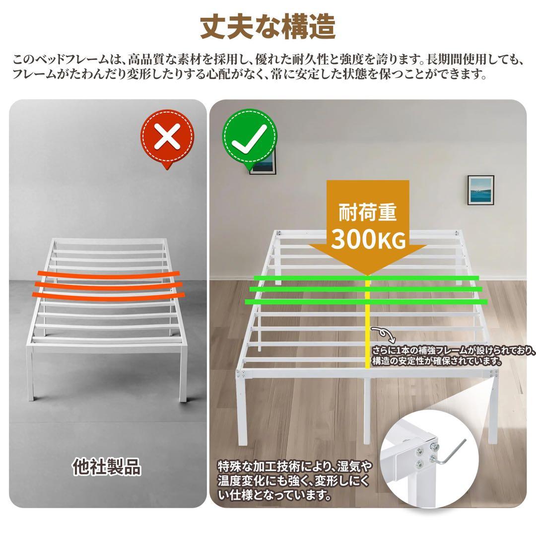 ベッド ベッドフレーム セミダブル ローベッド ベッド下収納 ホワイト スチール