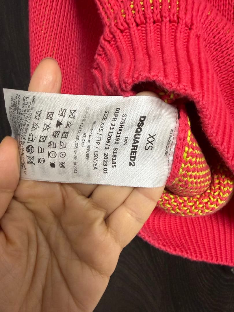DSQUARED2 ロゴニットセーター XXS ピンク・ライム