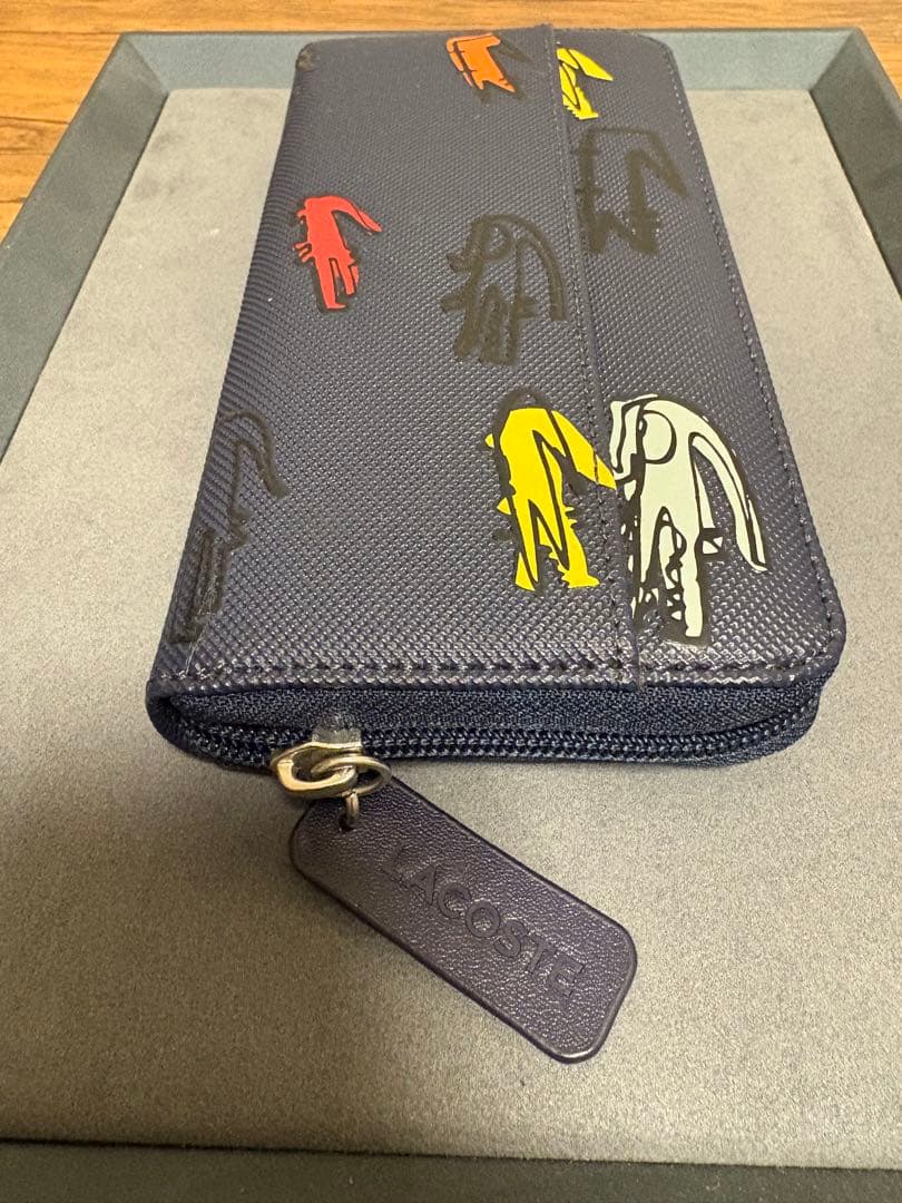 Lacoste ロゴプリント 長財布 ネイビー