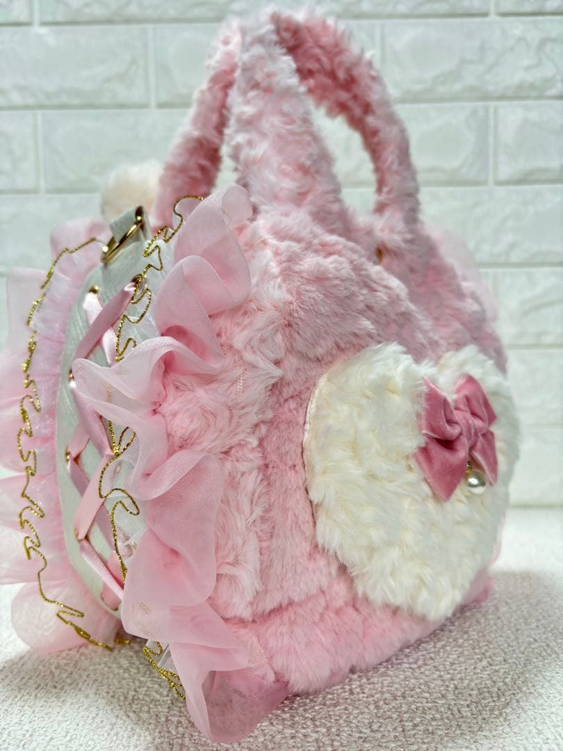 そ*2様 コヤンイサムチョン　ハンドメイド　ファーフリルバッグ　ピンク　ルミちゃ